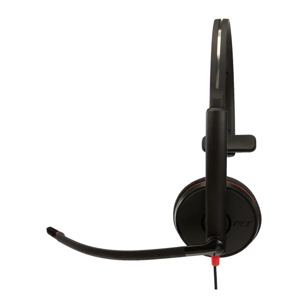 Auricular Poly Blackwire 3210 Monaural USB-C Reducción de ruido Diadema Negro, detalle lateral: brazo del micrófono flexible
