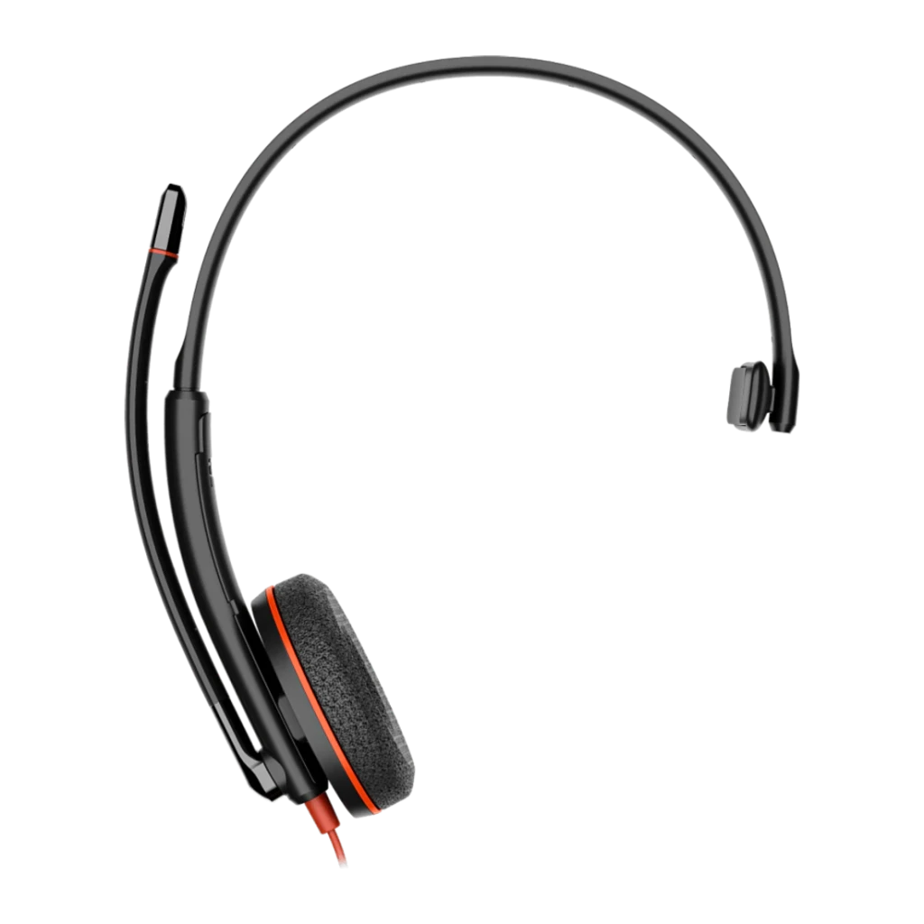 Auricular Poly Blackwire 3210 Monaural USB-C Reducción de ruido Diadema Negro, vista trasera: almohadilla única con ribete