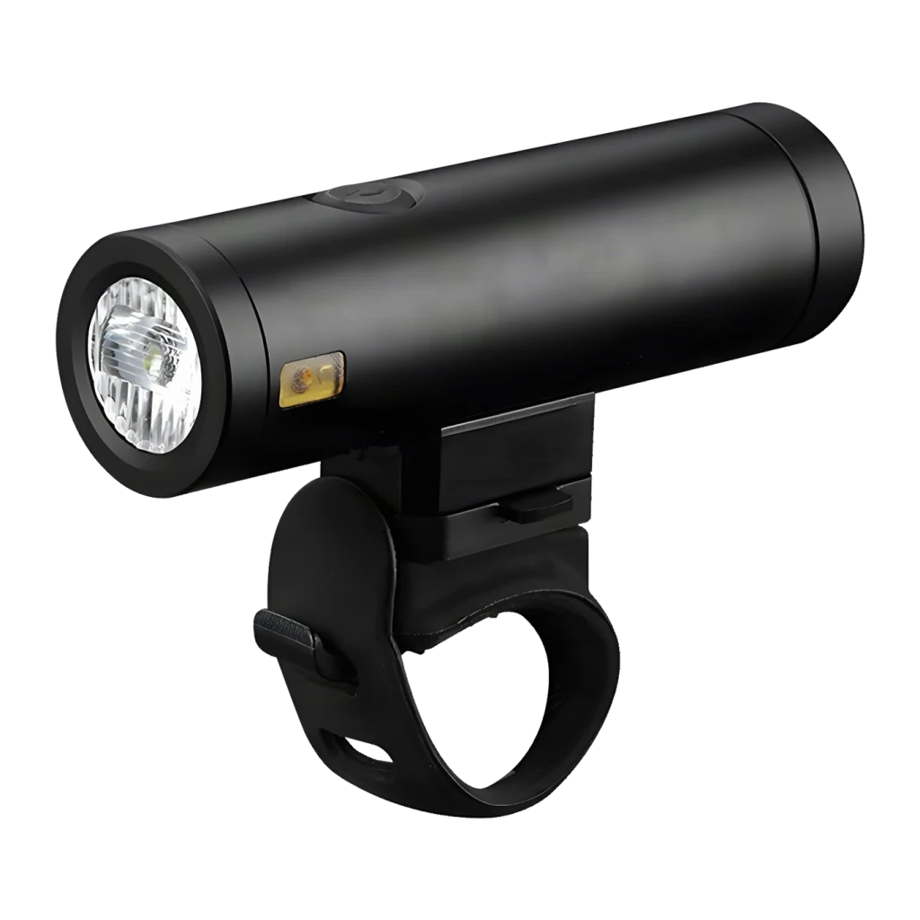 Luz delantera Superfire BL30 Negro 500 lúmenes 7h, vista frontal: LED central, indicador lateral y soporte de manillar