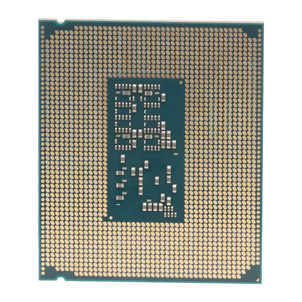 Intel Core Ultra 5 245K LGA1851 Tray 14 Núcleos, vista traseira: contactos dourados LGA1851 e condensadores centrais