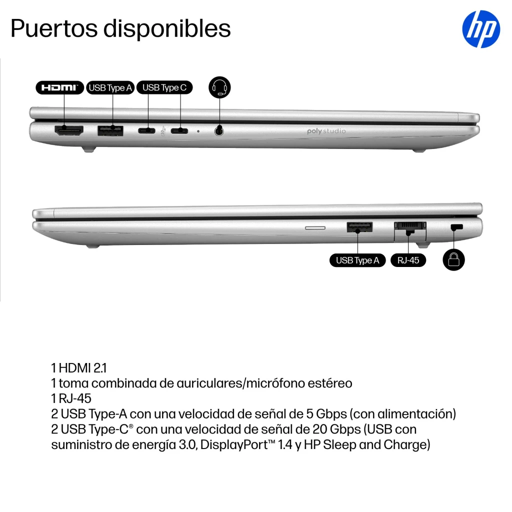 Portátil HP ProBook 4 G1i AI Wolf Pro Security Edition 16GB/512GB 14 polegadas IPS WUXGA Intel Core Ultra 5 225U NVMe Prata