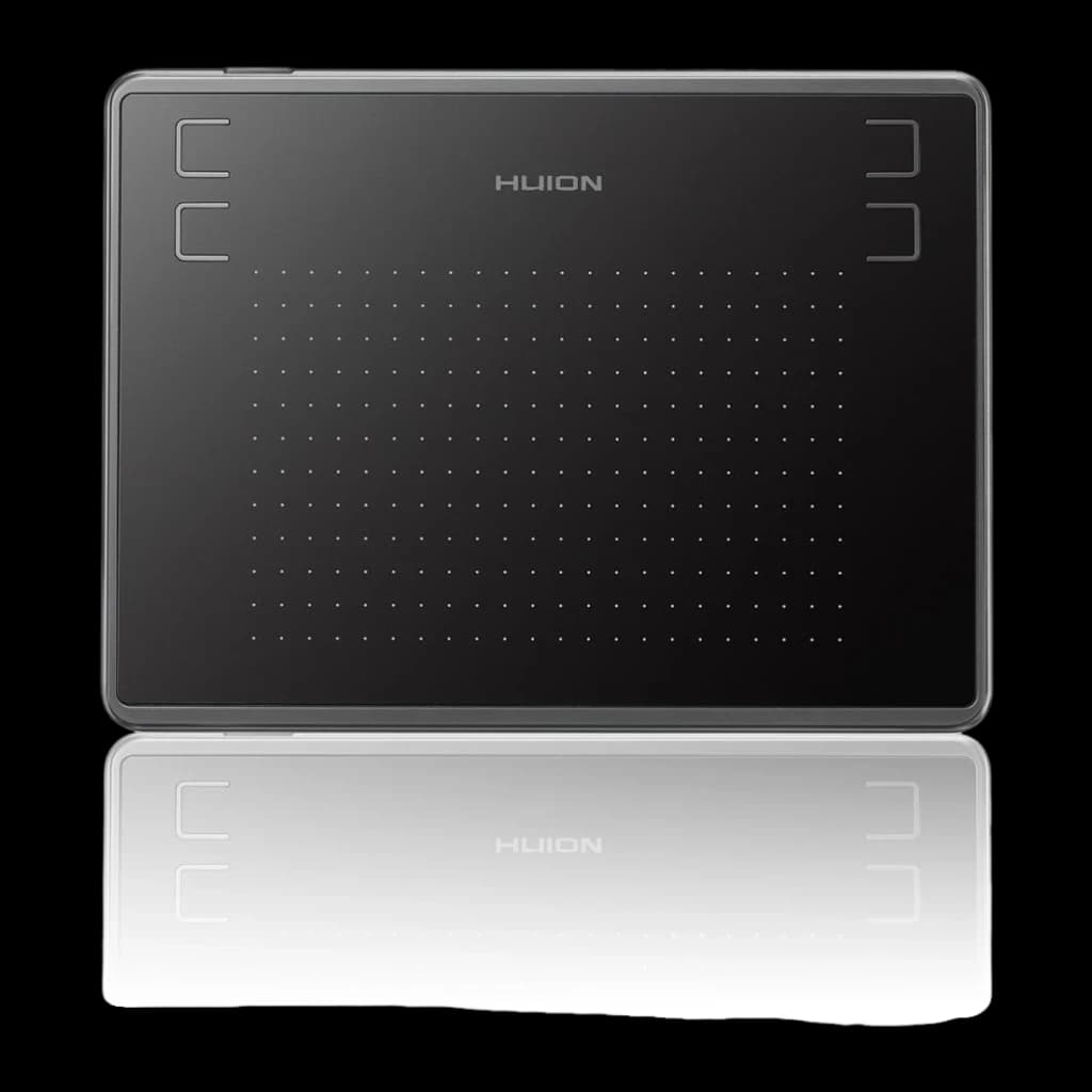 Tableta Gráfica Huion H430P Negro 4096 Niveles de Presión Sin batería, detalle frontal: área activa con puntos guía, 4