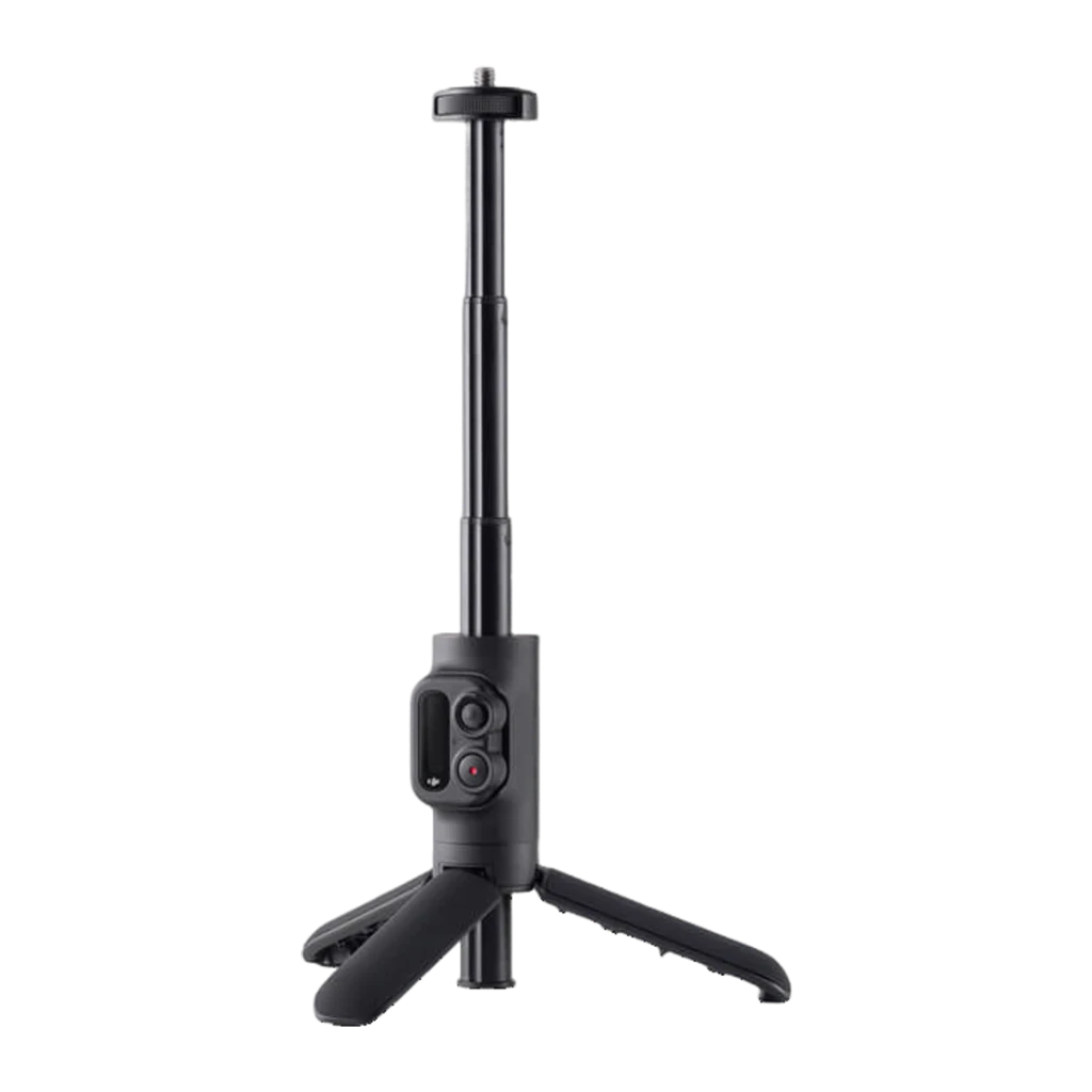 Pértiga Extensível DJI com Comando à Distância Action 2 Preto, detalhe: pértiga estendida com tripé aberto e botões
