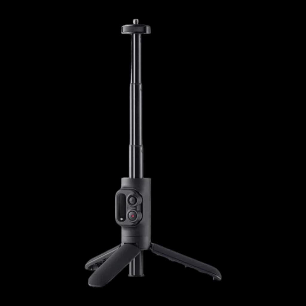 Pértiga Extensível DJI com Comando à Distância Action 2 Preto, detalhe: pértiga estendida com tripé aberto e botões