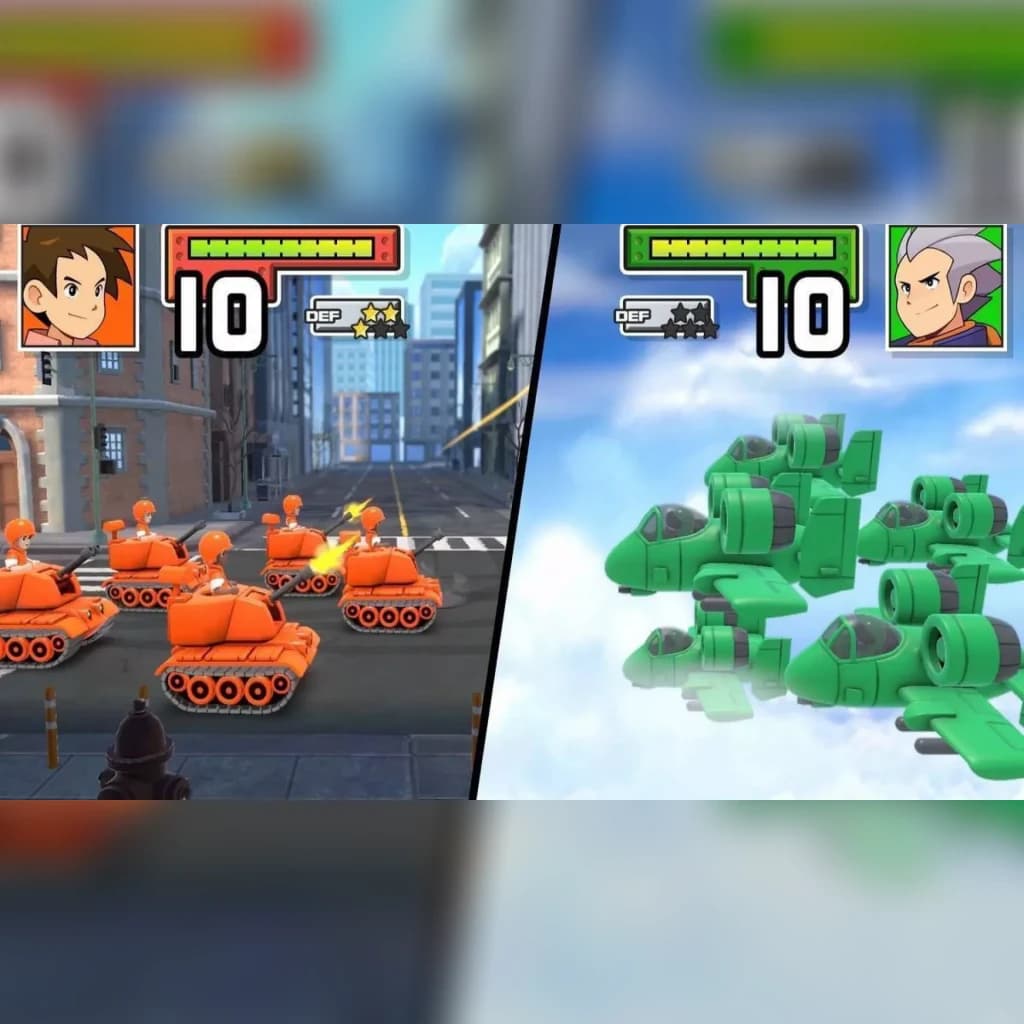 Jogo de vídeo Nintendo Advance Wars 1+2: Re-Boot Camp para Switch - Edição Padrão, em uso: tanques laranja na cidade