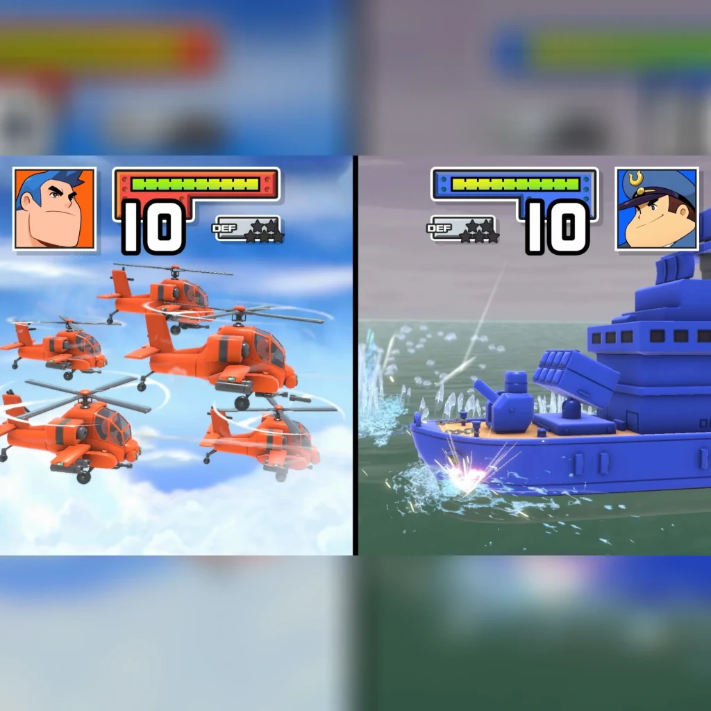 Jogo de vídeo Nintendo Advance Wars 1+2: Re-Boot Camp para Switch - Edição Padrão, em uso: ecrã dividido helicópteros