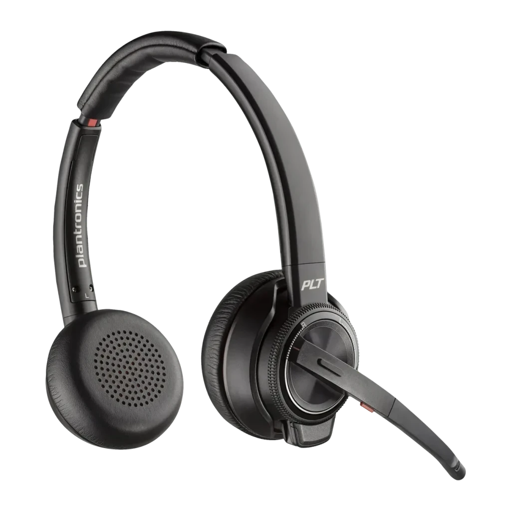 Auriculares Poly Savi 8220 UC Microsoft Teams DECT Cancelación de Ruido Activa Diadema 13h Negro, detalle: logo Plantronics