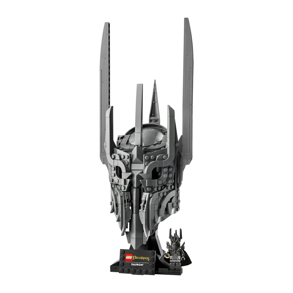Set de construction LEGO Icons Le Seigneur des Anneaux : Casque de Sauron 11373 538 pièces 18+ ans, vue de face : casque