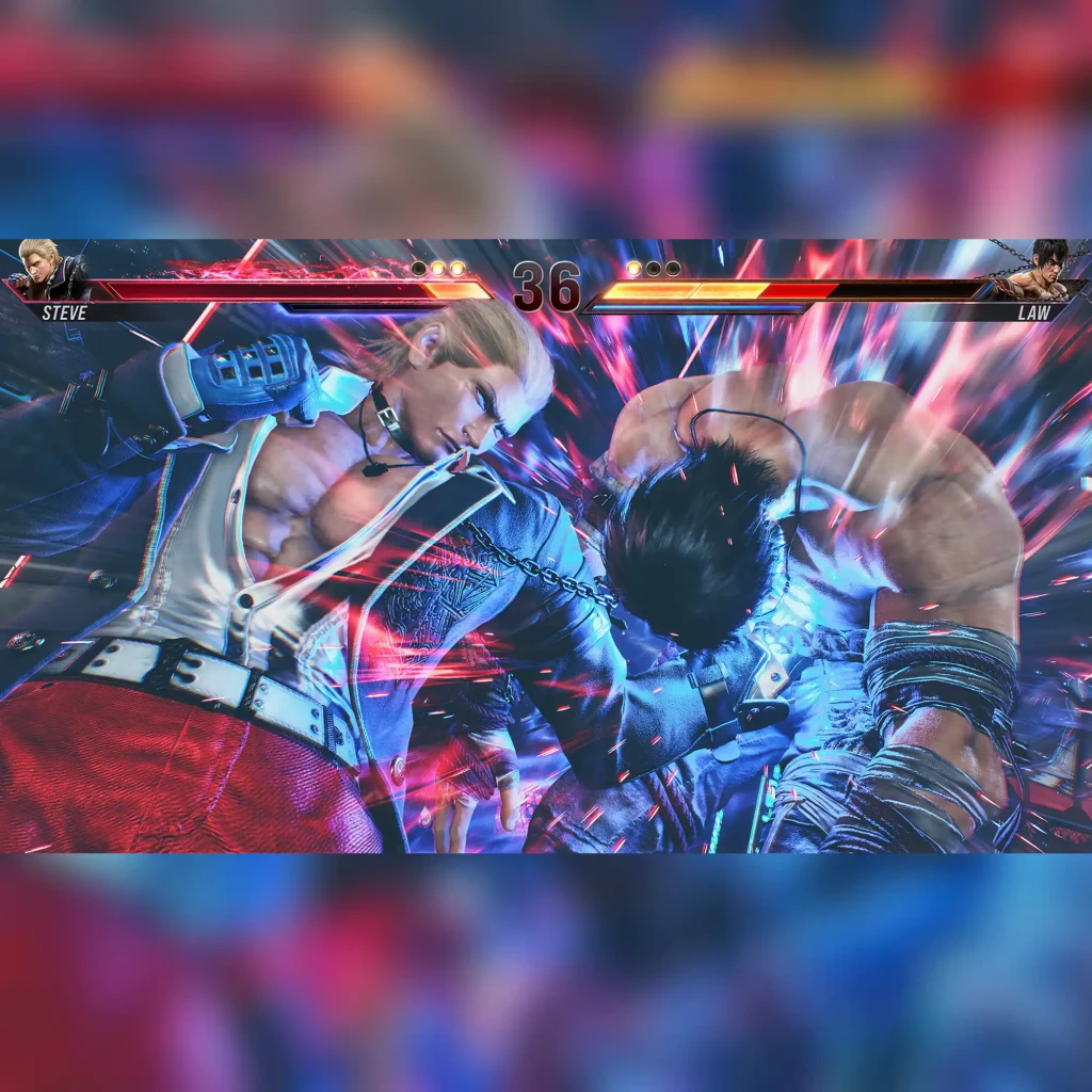 Videojuego Bandai Namco Tekken 8 Launch Edition Xbox Series X, en uso: Steve golpea a Law en combate con barras de vida
