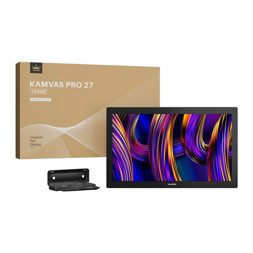 Tableta gráfica Huion Kamvas Pro 27 144Hz Negro con Pantalla 27 pulgadas 4K UHD IPS GT2702, contenido de la caja: tableta