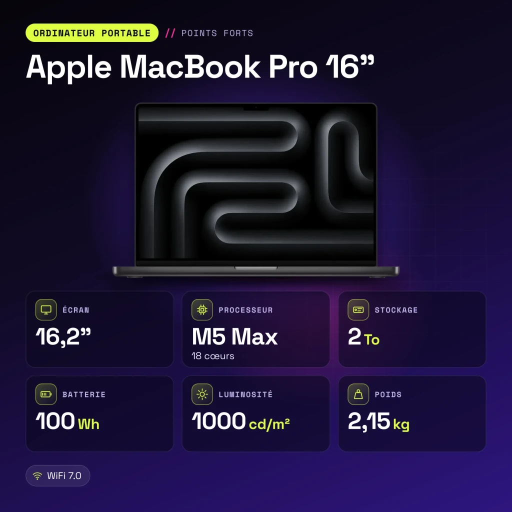 Portátil Apple MacBook Pro 16 polegadas M5 Max CPU 18 e GPU 40 núcleos 48GB/2TB SSD Preto Sideral - características