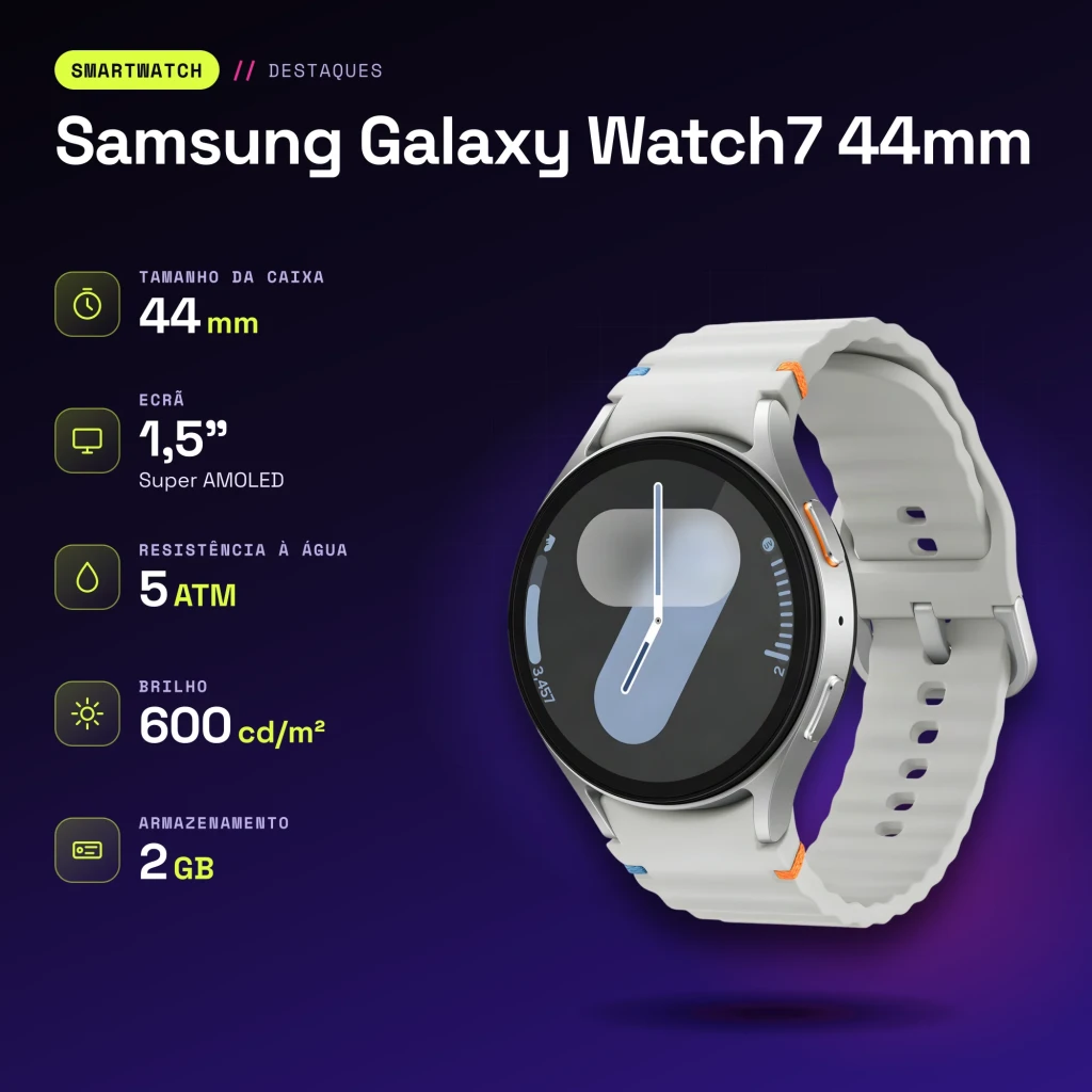 Samsung Galaxy Watch7 44mm Argent LTE - caractéristiques