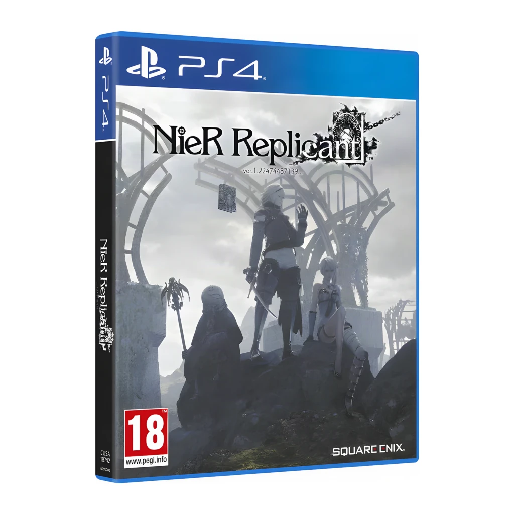 Videojuego Square Enix NieR Replicant ver.1.22474487139... PS4, vista frontal: caja PS4 con portada de tres personajes