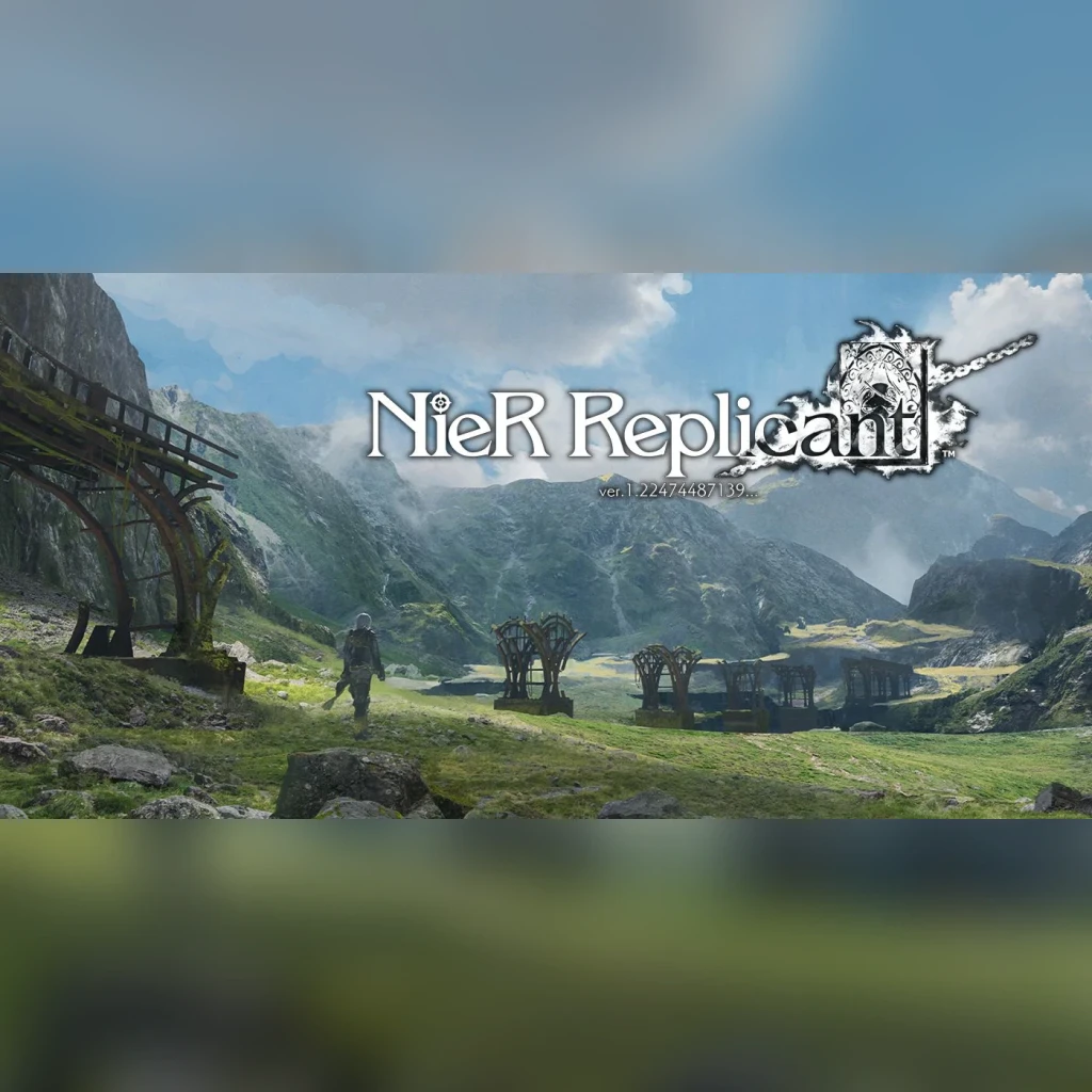 Videojuego Square Enix NieR Replicant ver.1.22474487139... PS4, en uso: personaje de espaldas ante valle montañoso