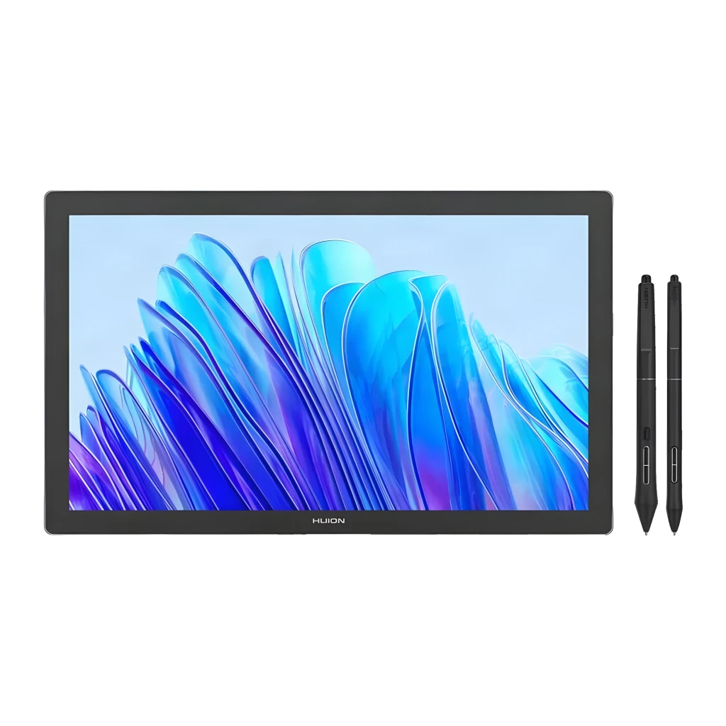 Tableta gráfica Huion Kamvas Pro 19 Gris Oscuro con Pantalla 18,4 pulgadas 4K UHD IPS GT1902, detalle: vista frontal con dos