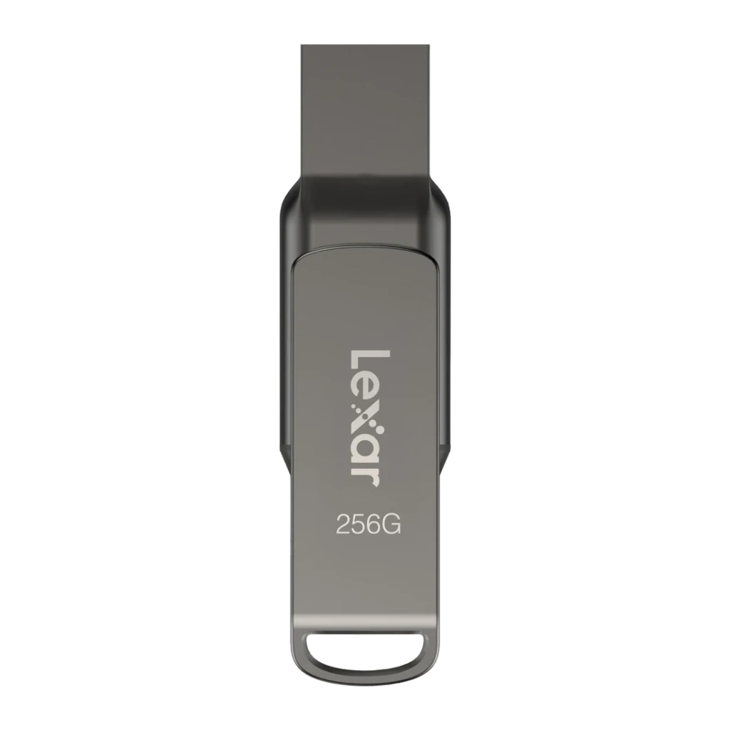 Clé USB Lexar JumpDrive Dual Drive D400 256Go USB-C + USB-A USB 3.1 Gris, détail: corps métallique avec logo Lexar