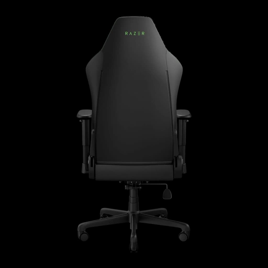 Siège Gaming Razer Iskur V2 X NewGen Noir Tissu Respirant 2D 136kg, vue arrière: dossier noir avec logo Razer vert