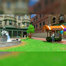 Jeu vidéo Nintendo « Détective Pikachu : Le retour » - Édition Standard pour Switch, en jeu: place 3D avec fontaine Psyduck