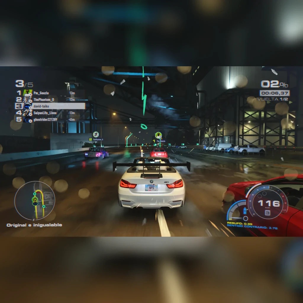 Jeu vidéo EA Games Need for Speed Unbound Standard PS5, en cours d'utilisation: course nocturne en tunnel avec BMW blanche à