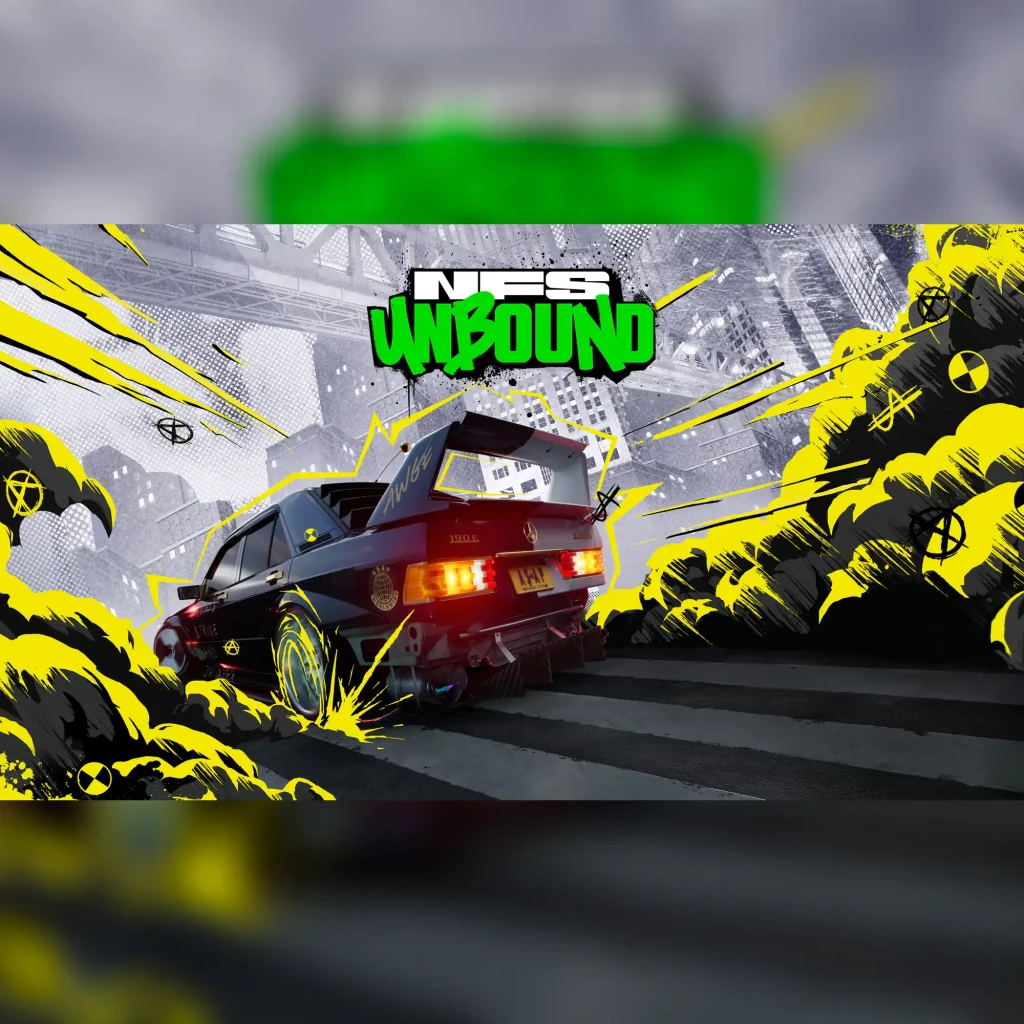 Jeu vidéo EA Games Need for Speed Unbound Standard PS5, en cours d'utilisation: artwork avec voiture tunée en dérapage
