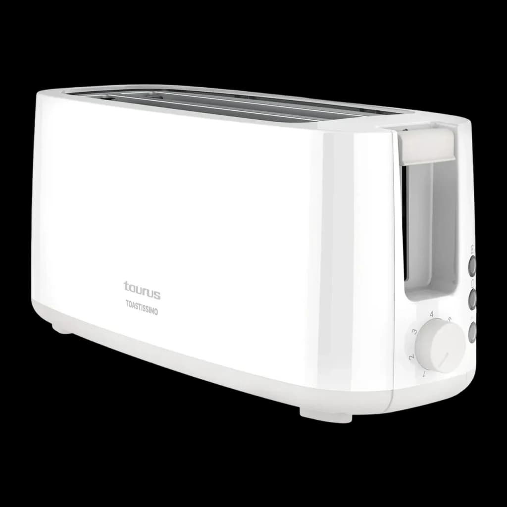 Grille-pain Taurus MyToast Toastissimo 1400W 2 Fentes Extra Larges Blanc, vue de face: corps blanc brillant, 2 fentes
