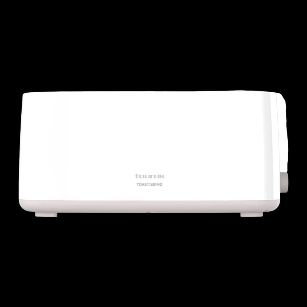 Grille-pain Taurus MyToast Toastissimo 1400W 2 Fentes Extra Larges Blanc, détail face avant: corps blanc lisse avec logo