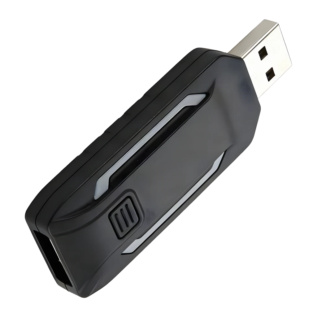 Adaptador USB PXN N7 Negro PS4/PS5, detalle: conector USB-A metálico, cuerpo negro con ranura gris y puerto inferior visibles