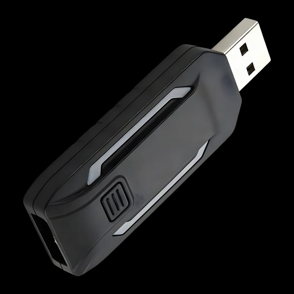 Adaptador USB PXN N7 Negro PS4/PS5, detalle: conector USB-A metálico, cuerpo negro con ranura gris y puerto inferior visibles
