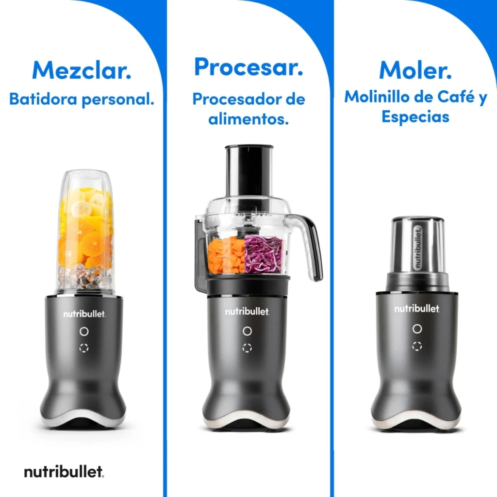 Blender NutriBullet 0,9L 1200W Gris Foncé NB1224DG, usages: bol personnel avec fruits, robot de cuisine et moulin à épices