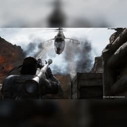 Jeu vidéo Konami Metal Gear Solid Delta : Snake Eater Day One Edition sur PS5, en jeu : Snake vise un hélicoptère militaire