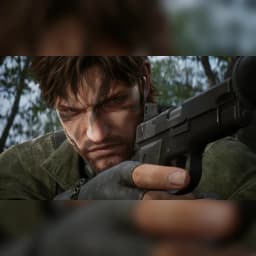 Jeu vidéo Konami Metal Gear Solid Delta : Snake Eater Day One Edition sur PS5, en jeu: Snake vise une arme avec peinture