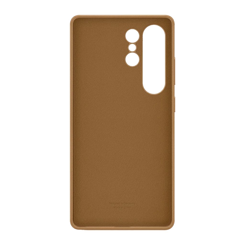 Funda para móvil Samsung Kindsuit Case Galaxy S25 Ultra Marrón, detalle: textura trasera con recorte de módulo de cámaras