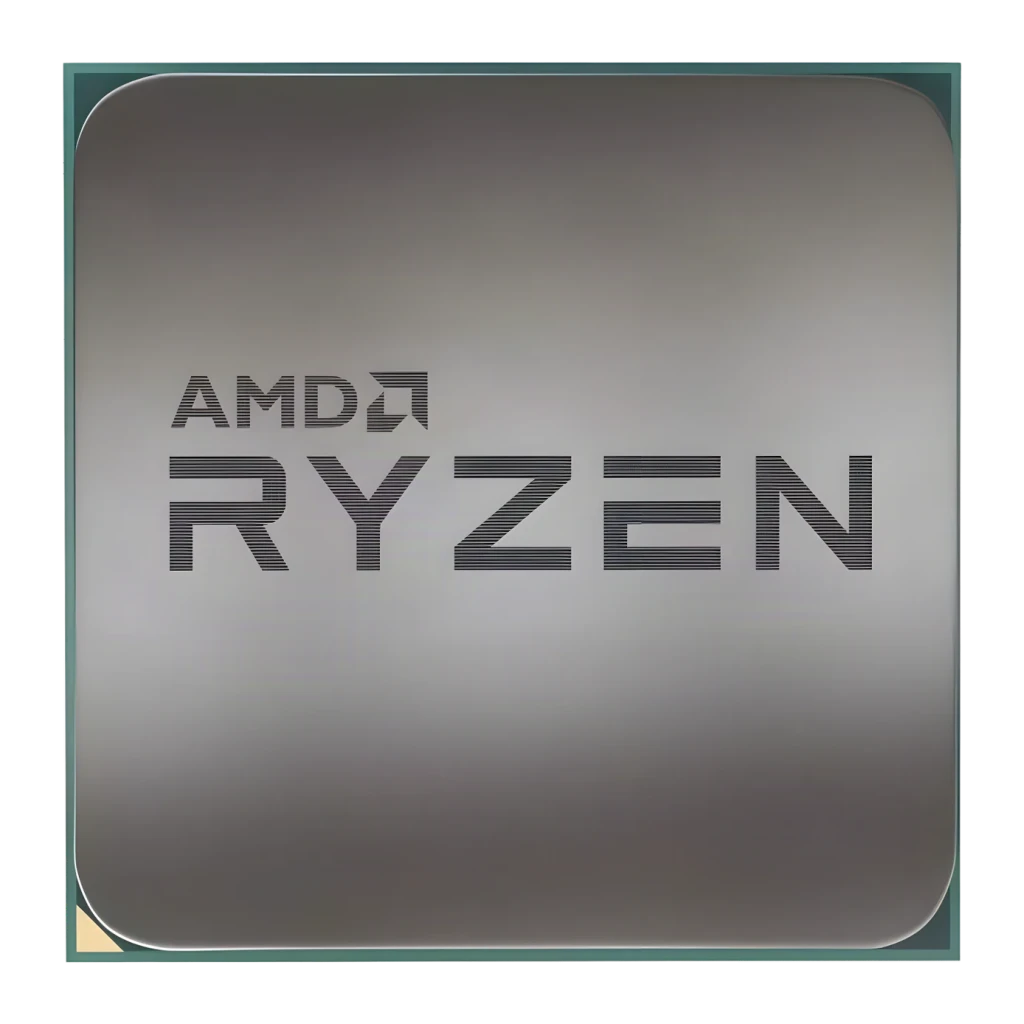 AMD Ryzen 5 5500F 6 Núcleos AM4 Tray, detalhe: face superior do processador com logótipo AMD Ryzen gravado em superfície