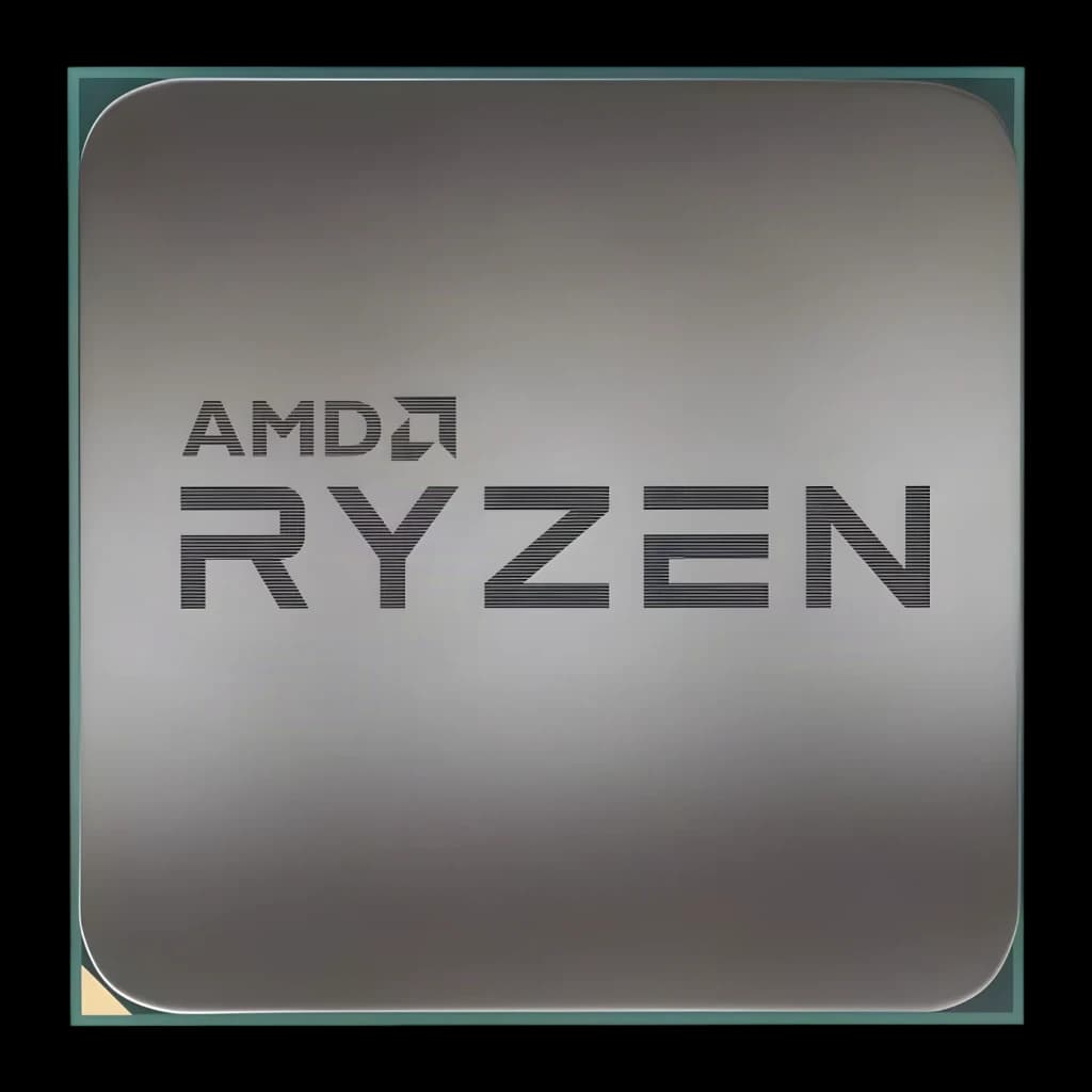 AMD Ryzen 5 5500F 6 Núcleos AM4 Tray, detalhe: face superior do processador com logótipo AMD Ryzen gravado em superfície