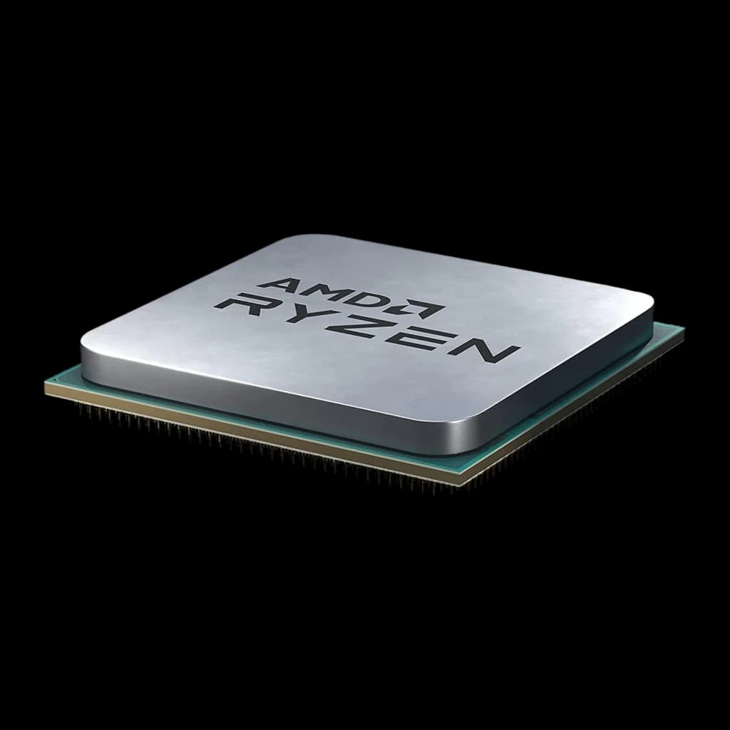 AMD Ryzen 5 5500F 6 Núcleos AM4 Tray, detalhe: IHS metálico com logo AMD Ryzen gravado e pinos dourados visíveis