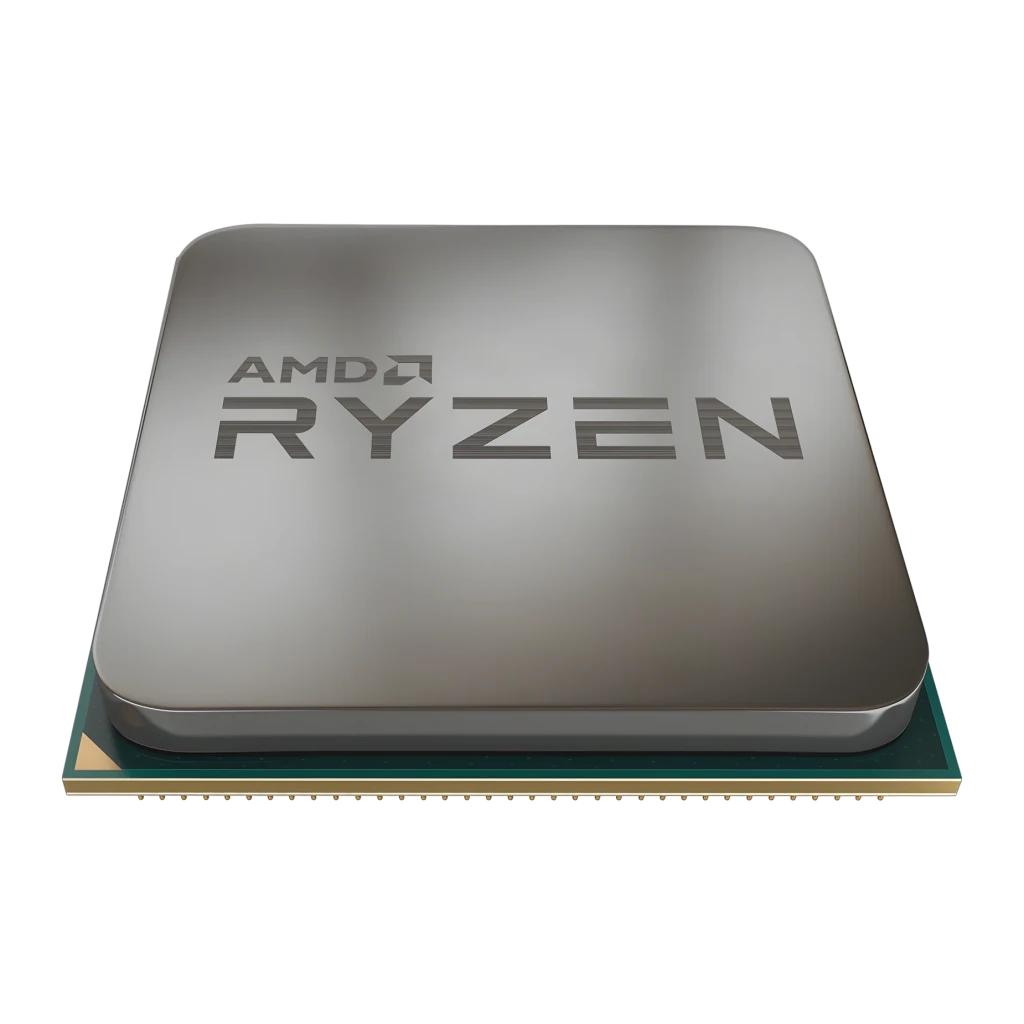 AMD Ryzen 5 5500F 6 Núcleos AM4 Tray, detalhe: IHS metálico com logo AMD Ryzen gravado e contatos dourados AM4 visíveis