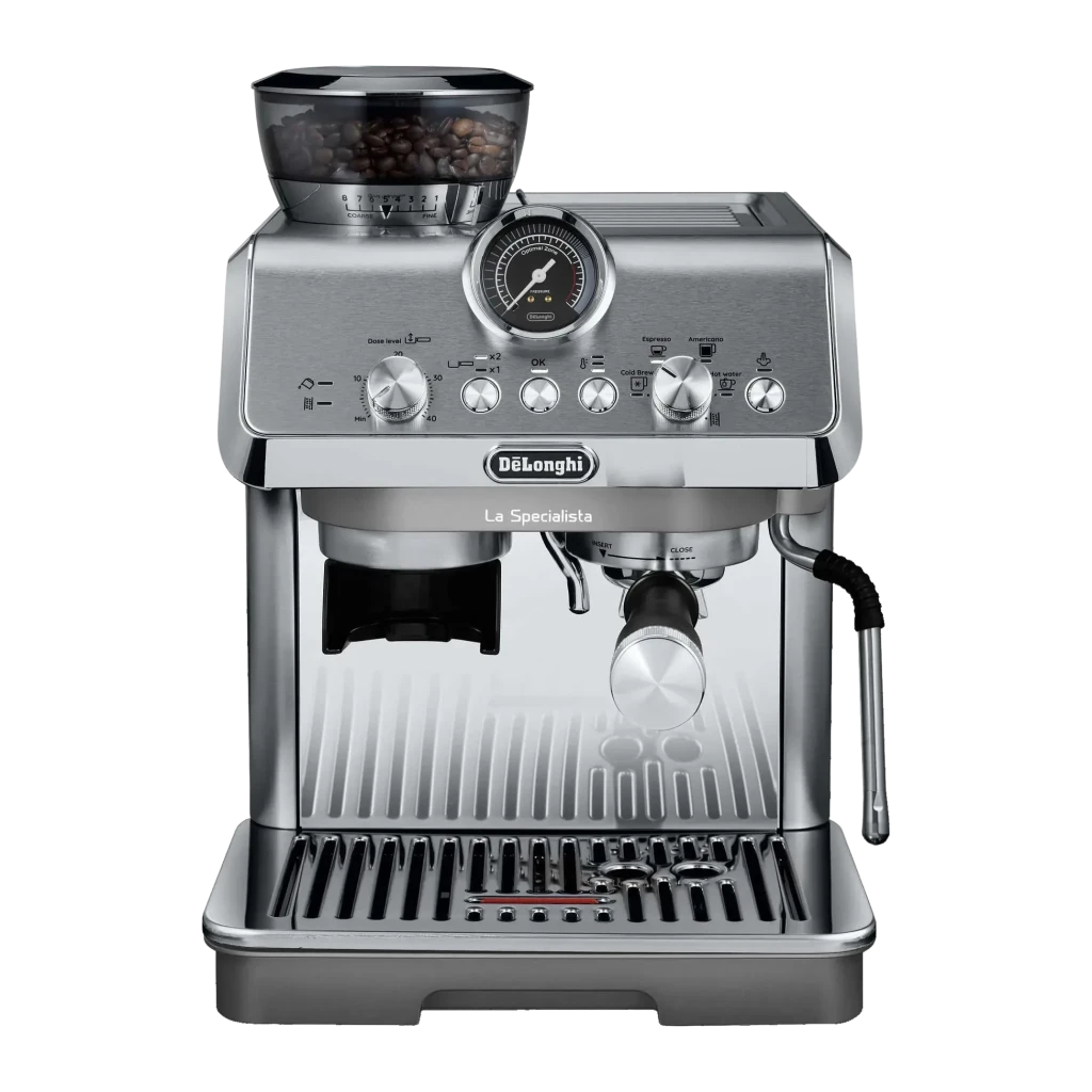 Cafetera Express De'Longhi La Specialista Arte Evo 1,7L Molinillo Acero Inox 8 Posiciones Gris EC9255M, vista frontal