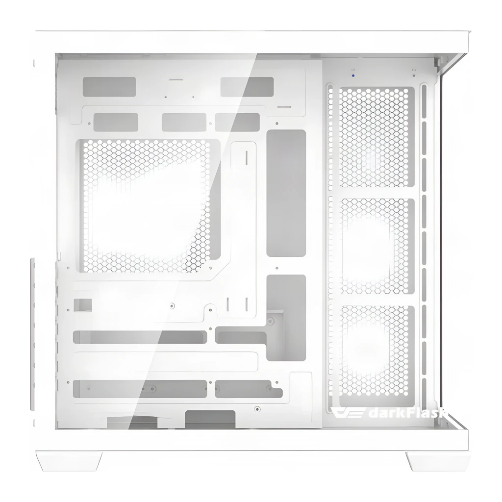 Boîtier PC Darkflash C280 Verre Trempé 270° ATX / E-ATX / M-ATX / ITX Sans Ventilateurs Blanc, détail: intérieur blanc