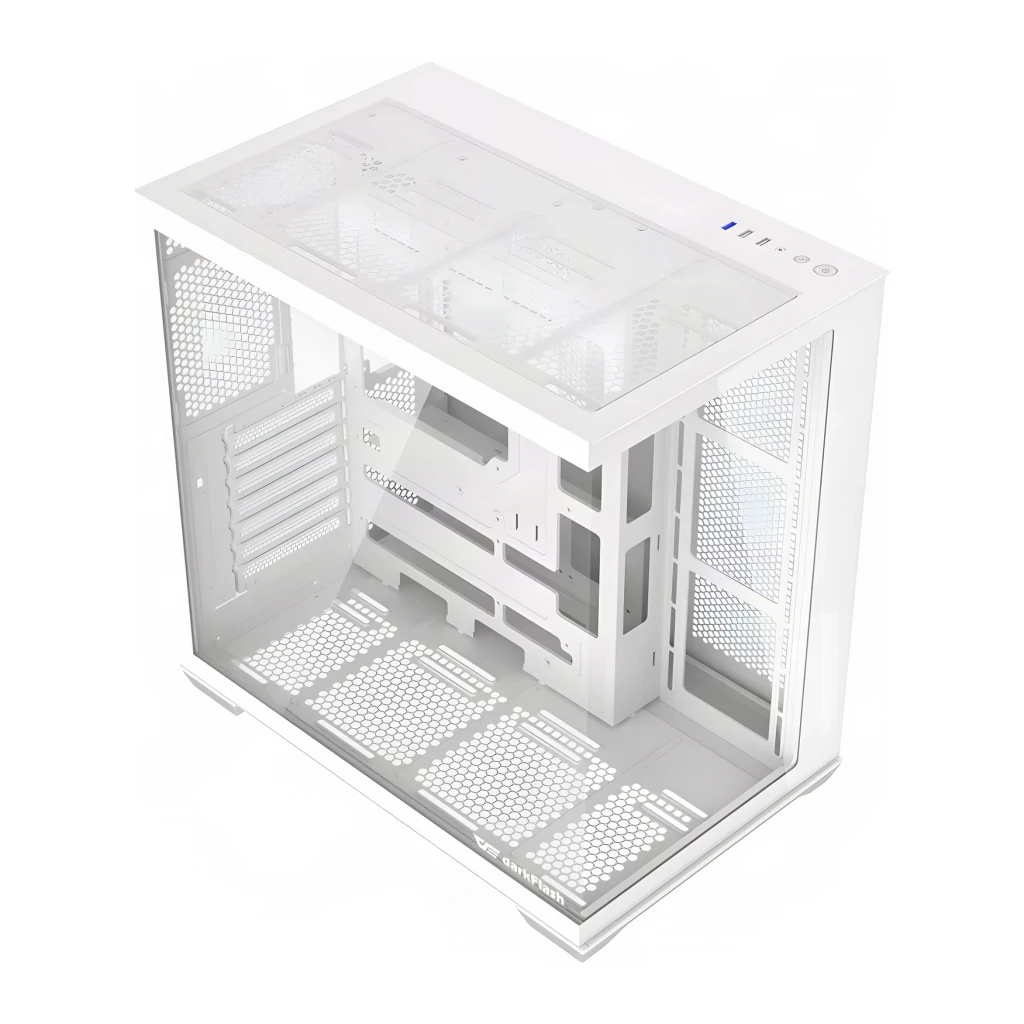 Boîtier PC Darkflash C280 Verre Trempé 270° ATX / E-ATX / M-ATX / ITX Sans Ventilateurs Blanc, détail: intérieur vide