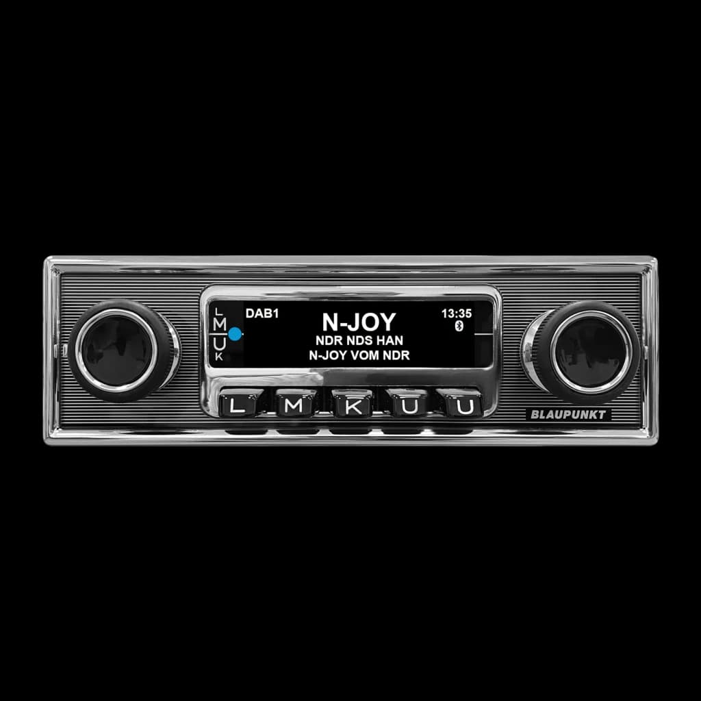 Auto-rádio Blaupunkt Frankfurt Stereo MB Preto 3 polegadas TFT 1 DIN Bluetooth, vista frontal: ecrã TFT com DAB1 e dois