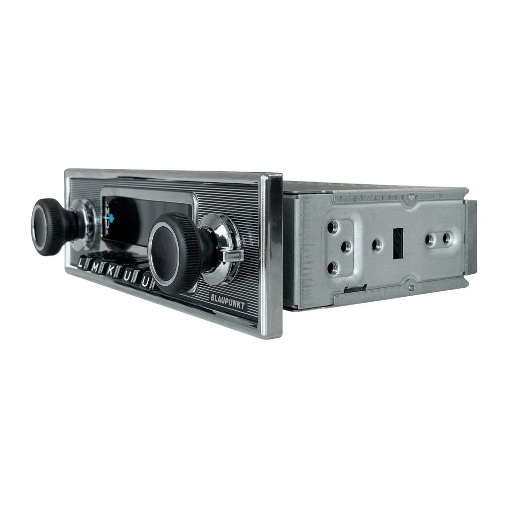 Auto-rádio Blaupunkt Frankfurt Stereo MB Preto 3 polegadas TFT 1 DIN Bluetooth, detalhe: vista lateral em ângulo com painel
