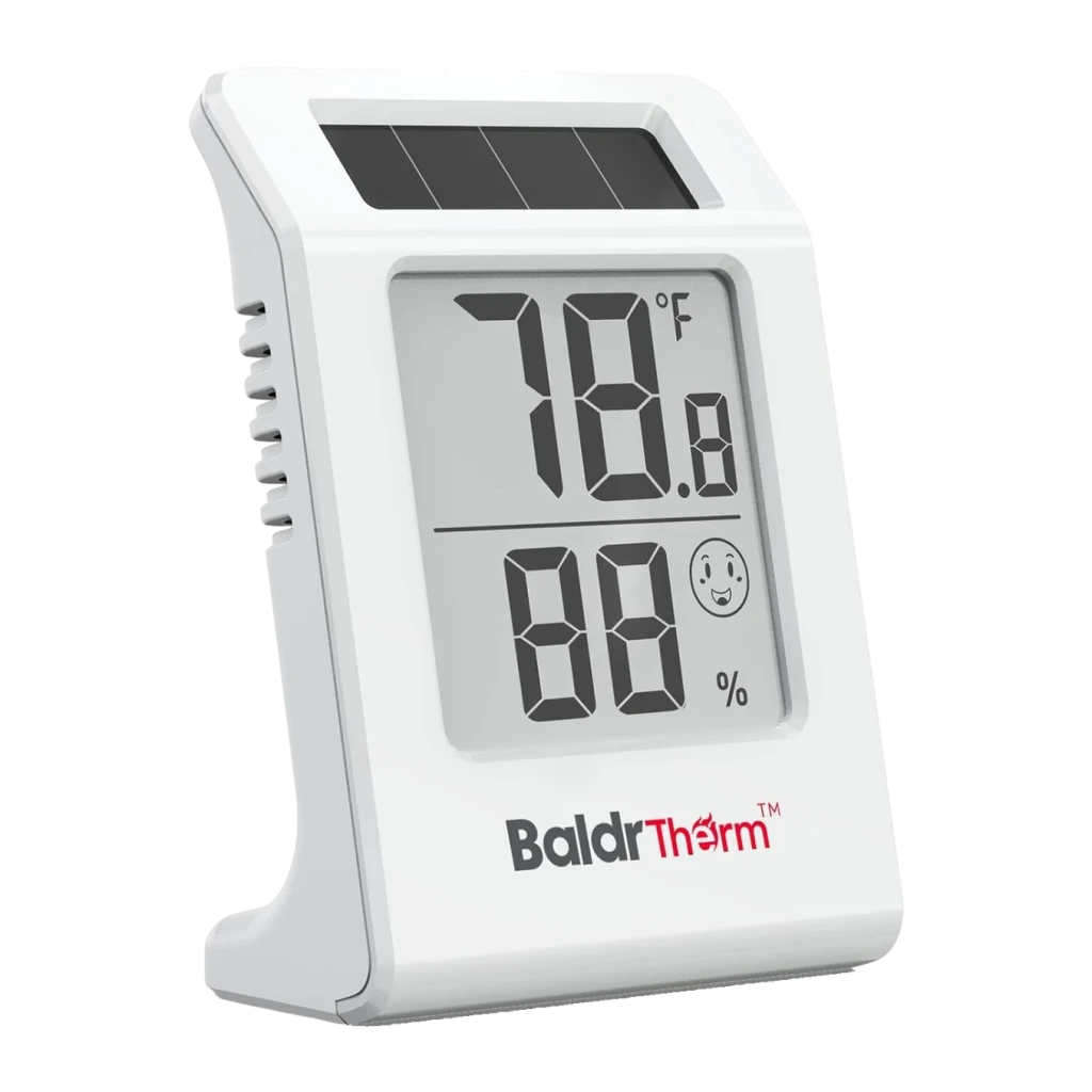 Termohigrómetro Rainpoint Solar Temperatura y Humedad AAA incluida Blanco E0587TH, vista frontal: pantalla LCD