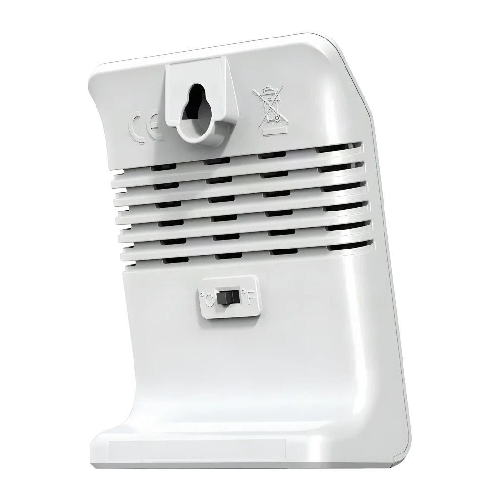 Termohigrómetro Rainpoint Solar Temperatura y Humedad AAA incluida Blanco E0587TH, vista trasera: rejilla de ventilación