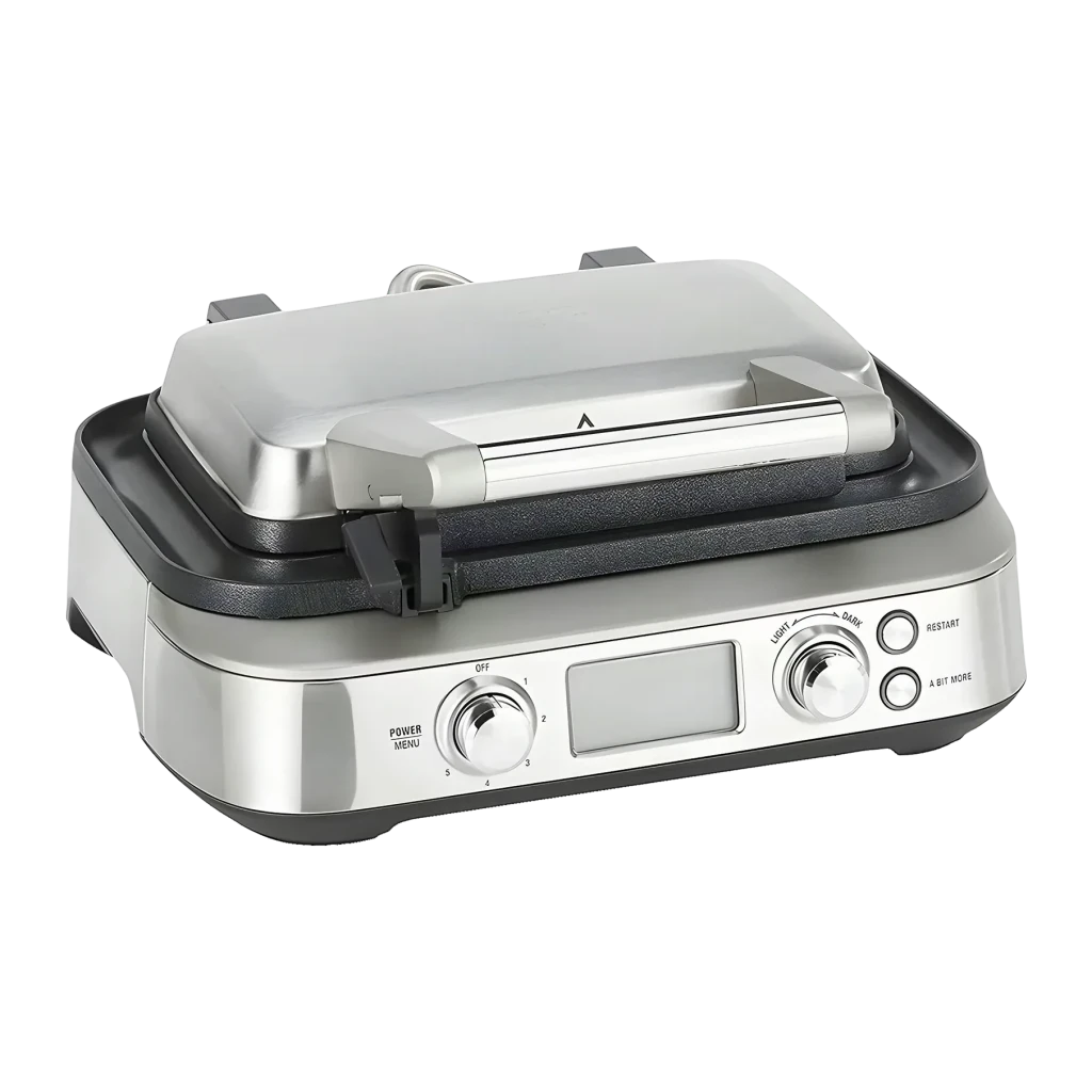 Gofrera Sage The Smart Waffle Pro 1000W Acero Inoxidable SWM620BSS4EEU1, detalle: panel frontal con mandos giratorios