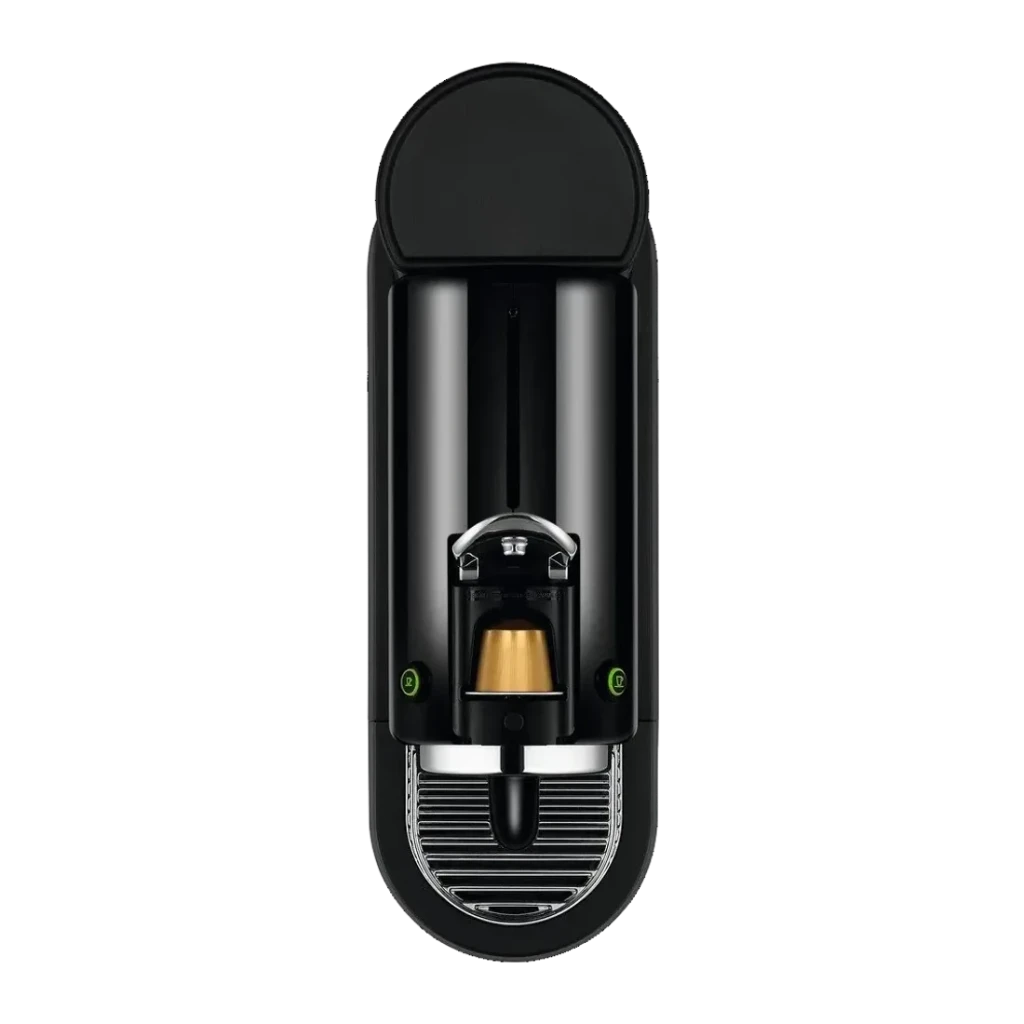 Cafetera de cápsulas De'Longhi Citiz EN 167.B 1L Nespresso 19bar Negro, detalle: cabezal de inserción con cápsula dorada