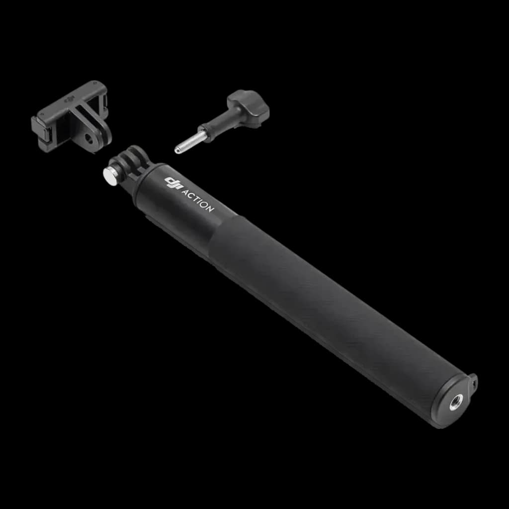 Palo Extensible DJI Osmo Action Extension Rod 1,5m Negro 0,3–1,5m ajustable, vista frontal: palo compacto negro con logo DJI