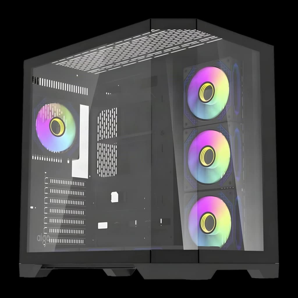 Caixa PC Darkflash FT418 PRO 3 Painéis Vidro Temperado ATX / M-ATX / ITX Preto, vista frontal: painéis laterais