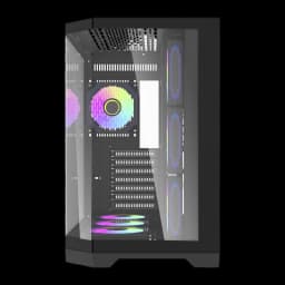 Caixa PC Darkflash FT418 PRO 3 Painéis Vidro Temperado ATX / M-ATX / ITX Preto, detalhe: interior com ventoinhas ARGB