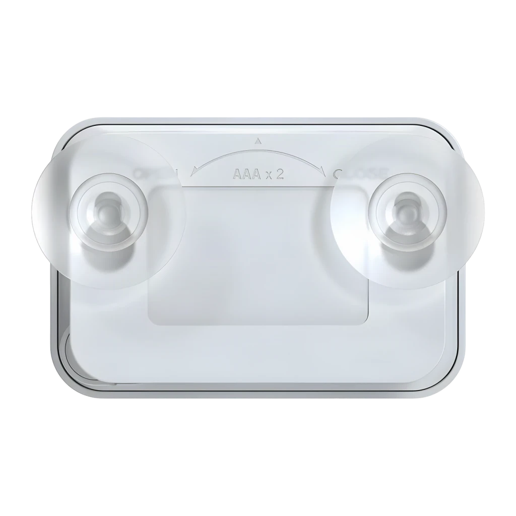 Temporizador com Termohigrómetro BaldrTherm Digital 2 pilhas AAA Branco B0549STH, vista traseira plana: compartimento AAA x2