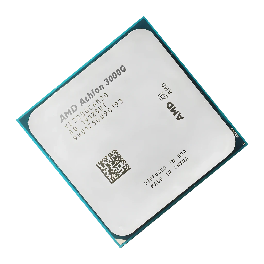 AMD Athlon 3000G 2 Núcleos AM4 Tray (OEM), detalle: IHS metálico con serigrafía del modelo, número de serie y código QR